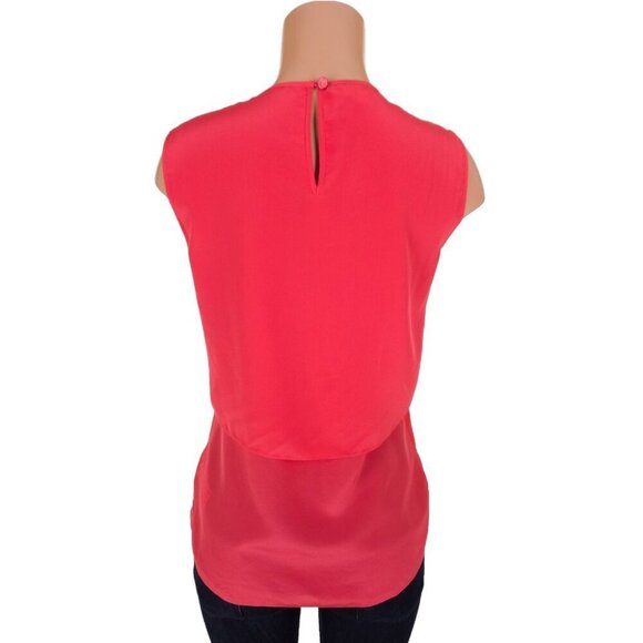 Escada Sport Narlene Tiered Silk Sleeveless Camisole Top 36 US 6 Lobster Red - Picture 5 of 8